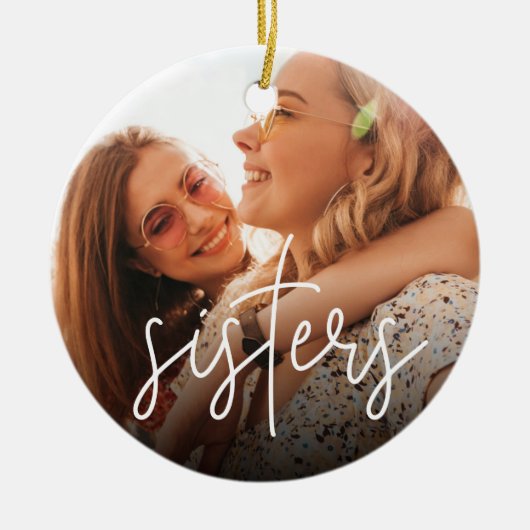 Foto Sisters Overlay Keramisch Ornament (Voorkant)