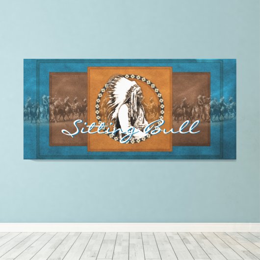  foto Sitting Bull Wrapped Canvas (Insitu (Houten vloer))