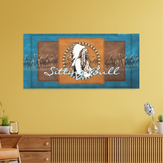  foto Sitting Bull Wrapped Canvas (Insitu (Woonkamer))