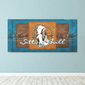  foto Sitting Bull Wrapped Canvas Afdruk (Insitu (Houten vloer))