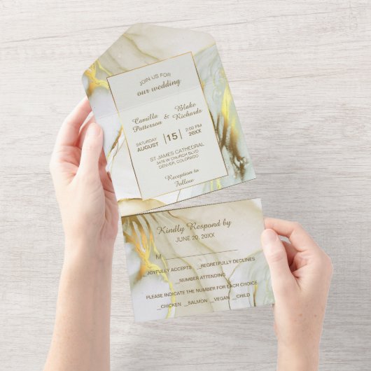 Foto Sjabloon Gold Marble All in One Weddenschap (Afscheurbaar)