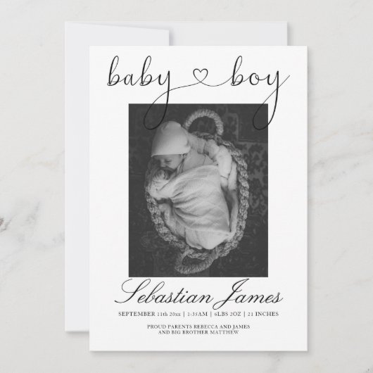 Foto Sjabloon Harde Typografie Nieuwe Baby Boy (Voorkant)