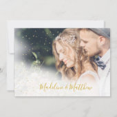 Foto: Sky Astral Gold Stars Blue Wedding Kaart (Achterkant)