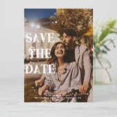 Foto Sla de datum op | Moderne elegante gepersonal Save The Date (Staand voorkant)