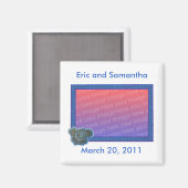 Foto Sla de datum op trouwmagneten, blauw roos Magneet (Voorkant / Achterkant)