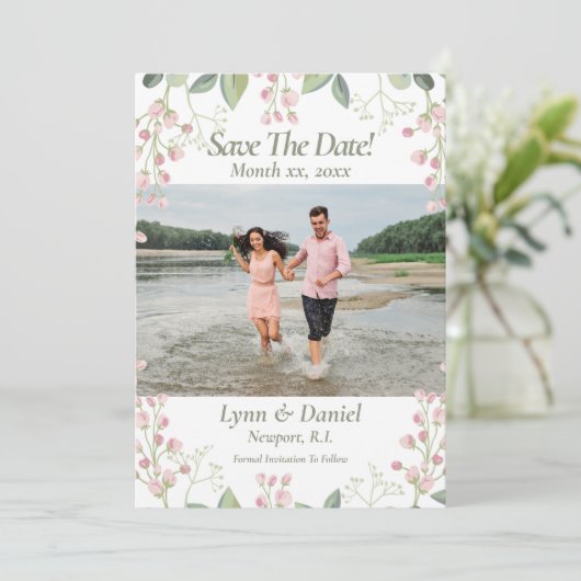 Foto Sla de datum van de huwelijksaankondiging op Save The Date (Staand voorkant)