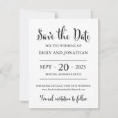Foto Sla de datumkaarten op, Black Rustic Script Save The Date (Achterkant)