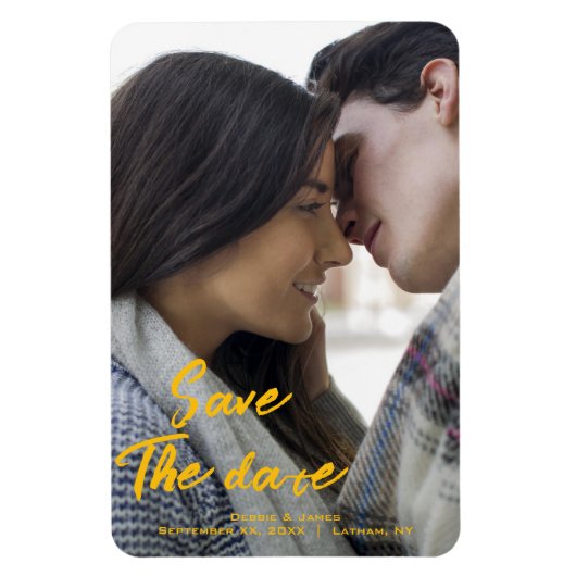 Foto Sla de datummagneet op - Custom Wedding Magneet (Verticaal)