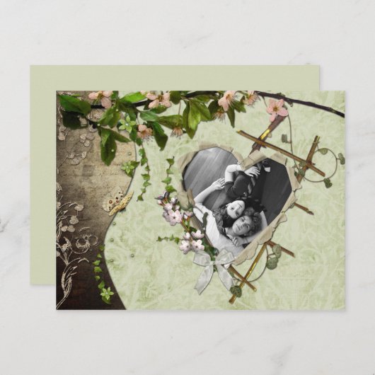  foto slaat de datum op aankondigingskaart (Voorkant / Achterkant)