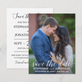 Foto slaat het moderne kalligrafische script van d save the date (Voorkant / Achterkant)