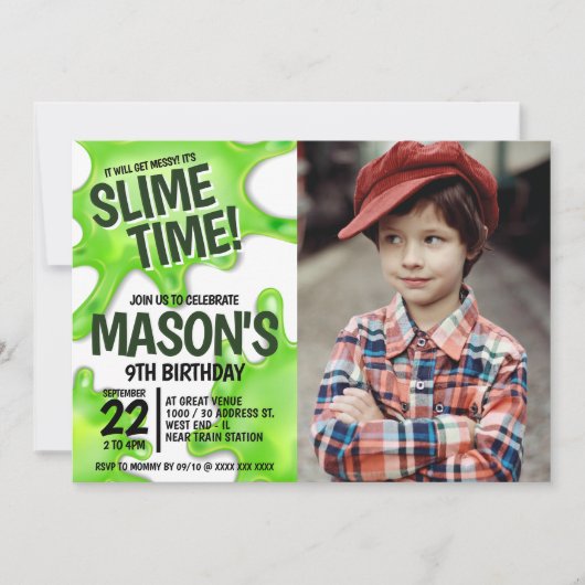 Foto Slime Party Birthday Kaart (Voorkant)