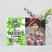 Foto Slime Party Birthday Kaart (Staand voorkant)