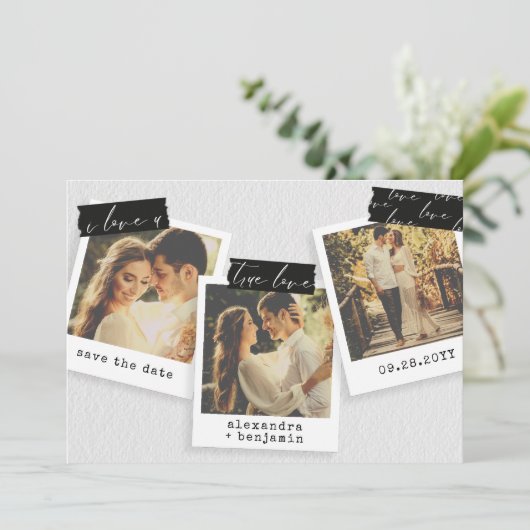  foto Snapshots Washi Tape Wedding Save The Date (Staand voorkant)
