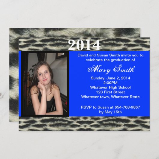 Foto: Sneeuwleopard Afstuderen Uitnodiging (Voorkant / Achterkant)