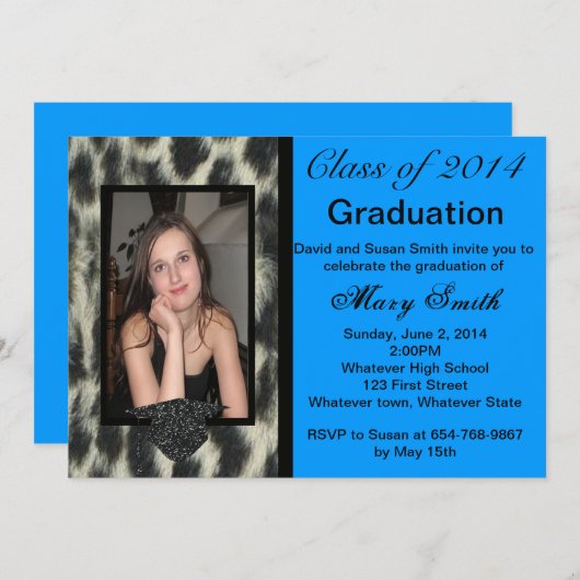 Foto: Sneeuwleopard Afstuderen Uitnodiging (Voorkant / Achterkant)