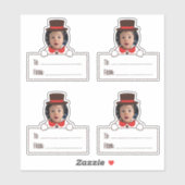 Foto Sneeuwman Cadeautag Sticker (Vel)