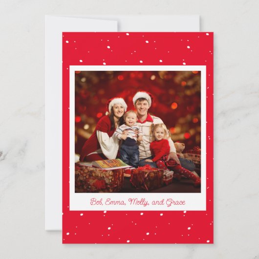 Foto Sneeuwman Familie Kado's Rode Kerst Kaart (Achterkant)