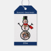 Foto Sneeuwman Kerst Aangepaste Sjabloon Cadeaulabel (Voorkant)