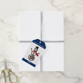 Foto Sneeuwman Kerst Aangepaste Sjabloon Cadeaulabel