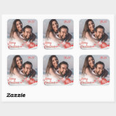 Foto Sneeuwvlok Vrolijk Kerstfeest Gepersonaliseer Vierkante Sticker (Vel)