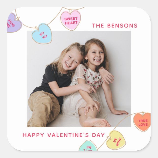 Foto Snoep Valentijnsdag Vierkante Sticker (Voorkant)