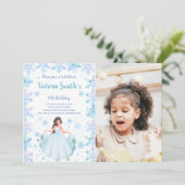 Foto: Snow Falk Princess Birthday-uitnodigingen Kaart (Staand voorkant)