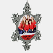 Foto Snowflake Year kerstversiering Aanpassen Tin Sneeuwvlok Ornament (Links)