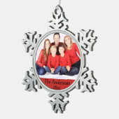 Foto Snowflake Year kerstversiering Aanpassen Tin Sneeuwvlok Ornament (Rechts)