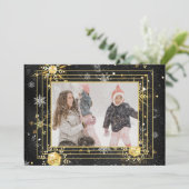 Foto Snowflakes Moderne Holiday Kaart (Staand voorkant)