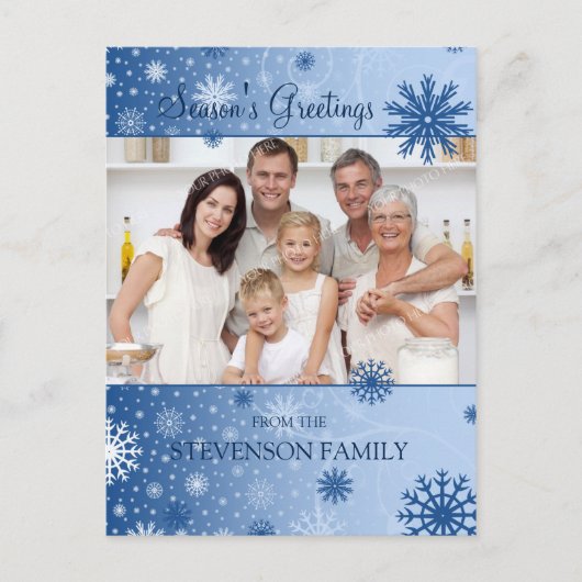 Foto Snowflakes Season's Greetings Briefkaarten (Voorkant)