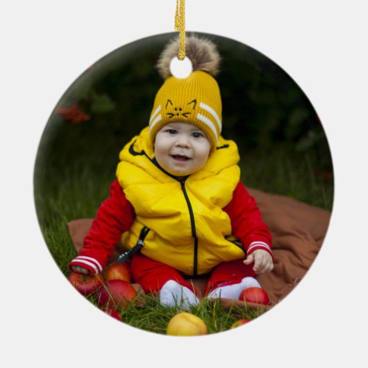 Foto Snowman Face Keramisch Ornament (Achterkant)