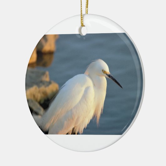 Foto Snowy Egret Keramisch Ornament (Links)