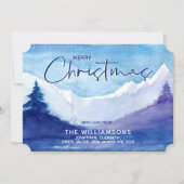 Foto Snowy Mountains Merry Kerstfeestay Card Feestdagenkaart (Voorkant)