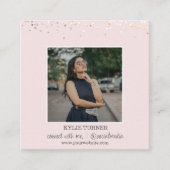 Foto sociale media | Blush roze glitter | QR-code Vierkante Visitekaartje (Voorkant)