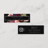 Foto sociale media en website roze Floral & Black Mini Visitekaartje (Voorkant / Achterkant)