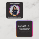 Foto sociale media Instagram trendy gradiënt zwart Vierkante Visitekaartje (Voorkant / Achterkant)
