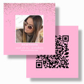 Foto | Sociale media | Roze glitter | QR-code Vierkante Visitekaartje