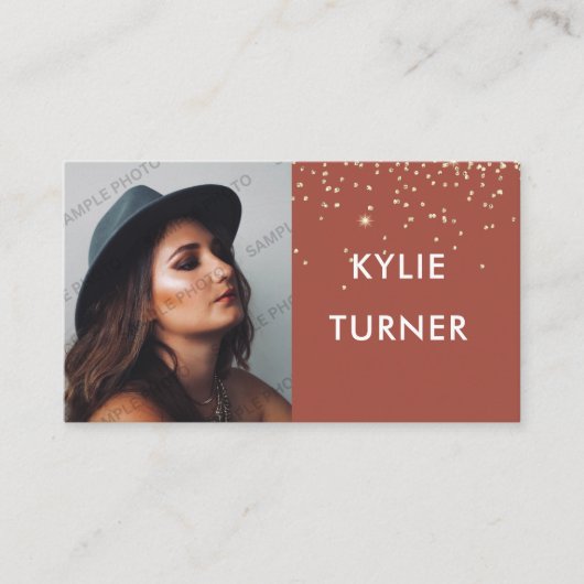 Foto sociale media Rust Gold Glitter QR Code Visitekaartje (Voorkant)