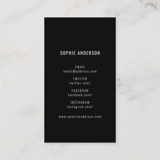 Foto sociale media zwart-wit visitekaartje (Achterkant)