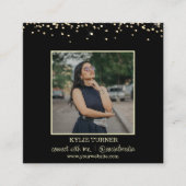 Foto | Sociale media | Zwarte glitter | QR-code Vierkante Visitekaartje (Voorkant)