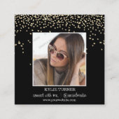 Foto | Sociale media | Zwarte glitter | QR-code Vierkante Visitekaartje (Voorkant)
