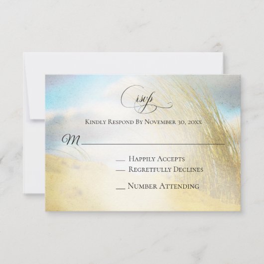 *~* Foto Soft Dune Beach Grass RSVP bruiloft Kaartje (Voorkant)