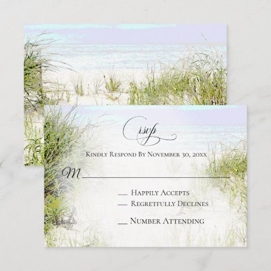 *~* Foto Soft Dune Beach Grass Wedding RSVP Kaartje (Voorkant / Achterkant)