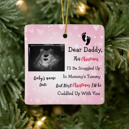 Foto Sonogram Zwangerschap ultrasone aankondiging Keramisch Ornament (Boom)