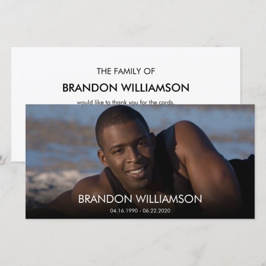 Foto souvenir begrafenis Dank u Bedankkaart (Voorkant / Achterkant)