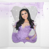 Foto Spaans Licht Paars en Silver Quinceanera Drieluik Uitnodiging (Binnenkant midden)