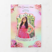 Foto: Spaans Roze Rainbow Quinceanera Drieluik Uitnodiging (Cover)