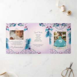 Foto: Spaans Turqouise en Roze Dream catcher Drieluik Uitnodiging