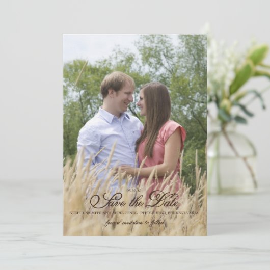 Foto sparen de Aankondiging van de Datum (Staand voorkant)