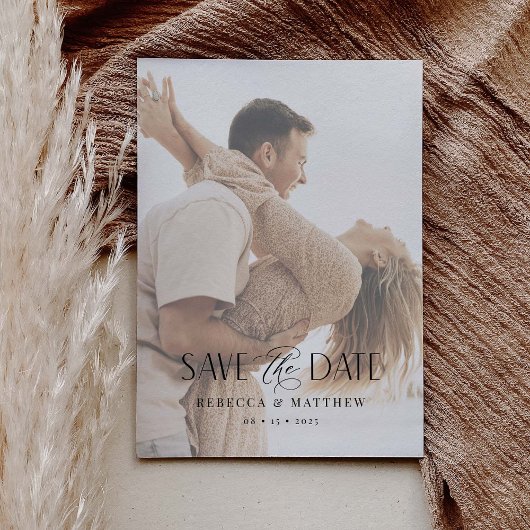 Foto sparen de datum Kaart Boho Minimal Wedding